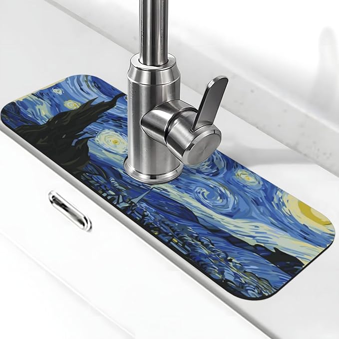 The Starry Night Kitchen Sink Splash Guard Faucet Mat Super Absorbent Fast by Unknown