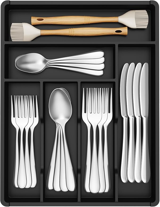 Lifewit Silverware Drawer Organizer Tray, Plastic Cutlery Storage by Lifewit