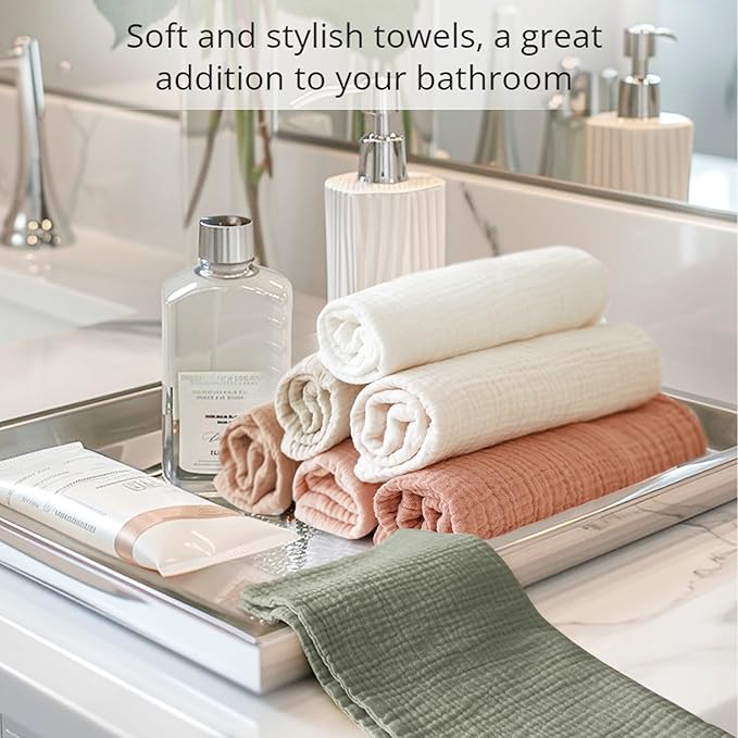 Konssy 7-Pack Soft Cotton Face Wash Cloths, Reusable Absorbent Washcloths - Image 6