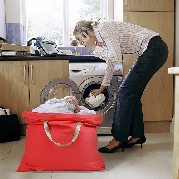Cotton Canvas Laundry Bag with Handles & Drawstring Straps, Heavy Duty Extra - Image 6