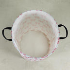 Round Foldable Girls' Storage Basket Kids Laundry Hamper Pink Gift Basket - Image 4