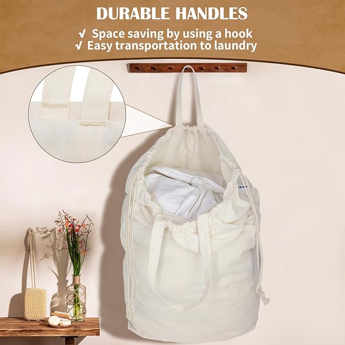 Canvas Laundry Bags with Handles & Square Base18"Lx18"Wx27.6"H, Extra Large - Image 4