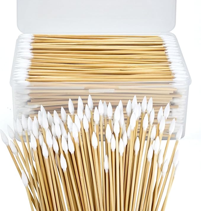 500/1000 Count 6'' Long Round/Pointed Cotton Swabs Durable Stem, Lint- Free Gun by GUNTECHKIT