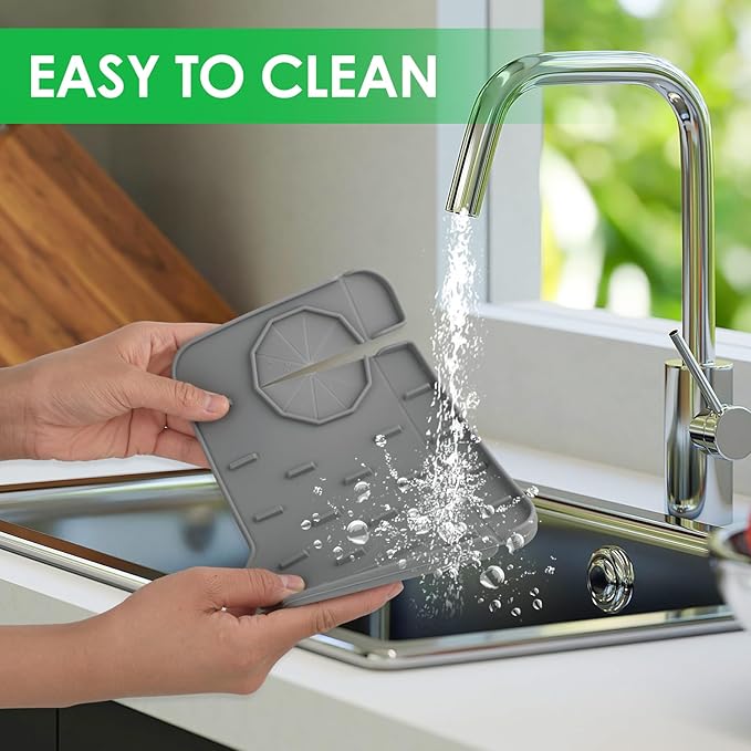 2Pcs Silicone Sink Faucet Splash Guard Mat, Soap Dish Pad Faucet Handle Drip - Image 4