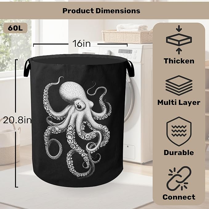 Black Octopus Laundry Basket - Image 2