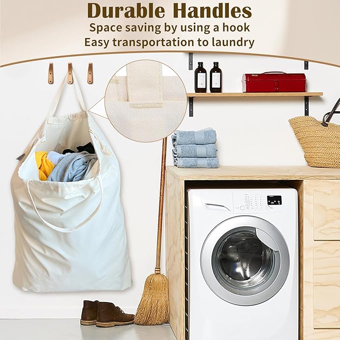 Canvas Laundry Bag 33"Wx 35"H, Thick Canvas Laundry Bag - Image 4