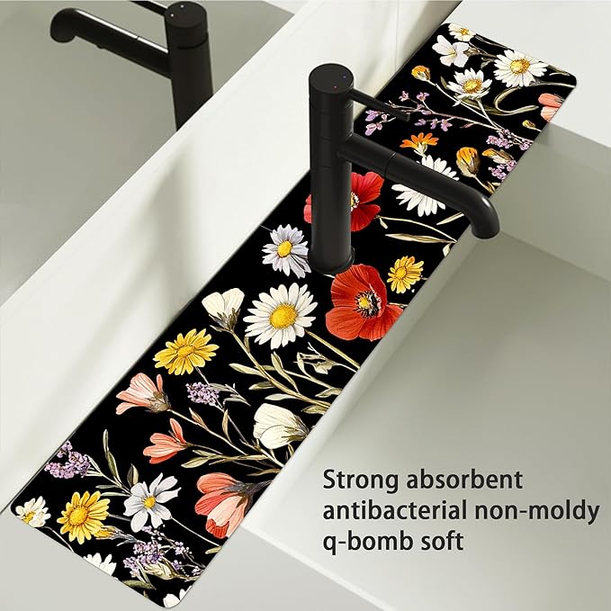 Bimkole 2 PCS Faucet Absorbent Mat, Kitchen Faucet Sink Splash Guard Wraparound - Image 6