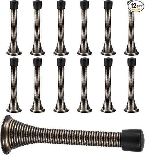 12 Pack Spring Door Stops 3 1/4 Inch Flexible Heavy Duty Spring Door Stopper by KISEER