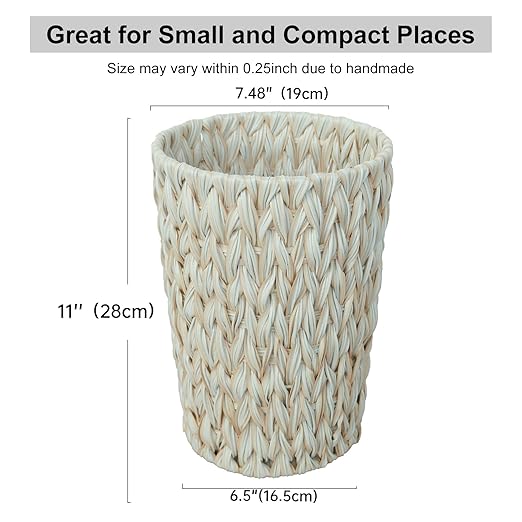 Wicker Trash Can, Bathroom Trash Can, Wicker Waste Basket - Image 4