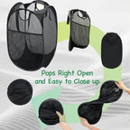 AQQA 9 Pcs Mesh Popup Laundry Hamper Set, Durable Handles, Sturdy Mesh - Image 3