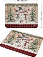 Winter Snowman Dish Drying Mat 18x24 Inch Red Buffalo Plaid Holiday Dish - Image 2