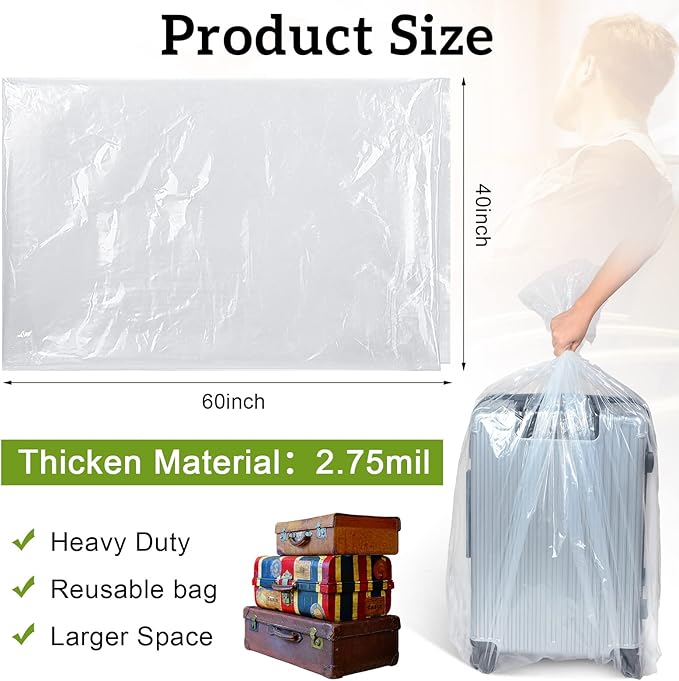 Fainne 10 Pack Extra Large Clear Plastic Storage Bags 40 x 60 Inch 2.75 Mils - Image 2