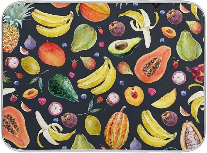 Colorful Fruit Dish Drying Mat for Kitchen Counter-18" x 16" inch Microfiber by BEEPLUS