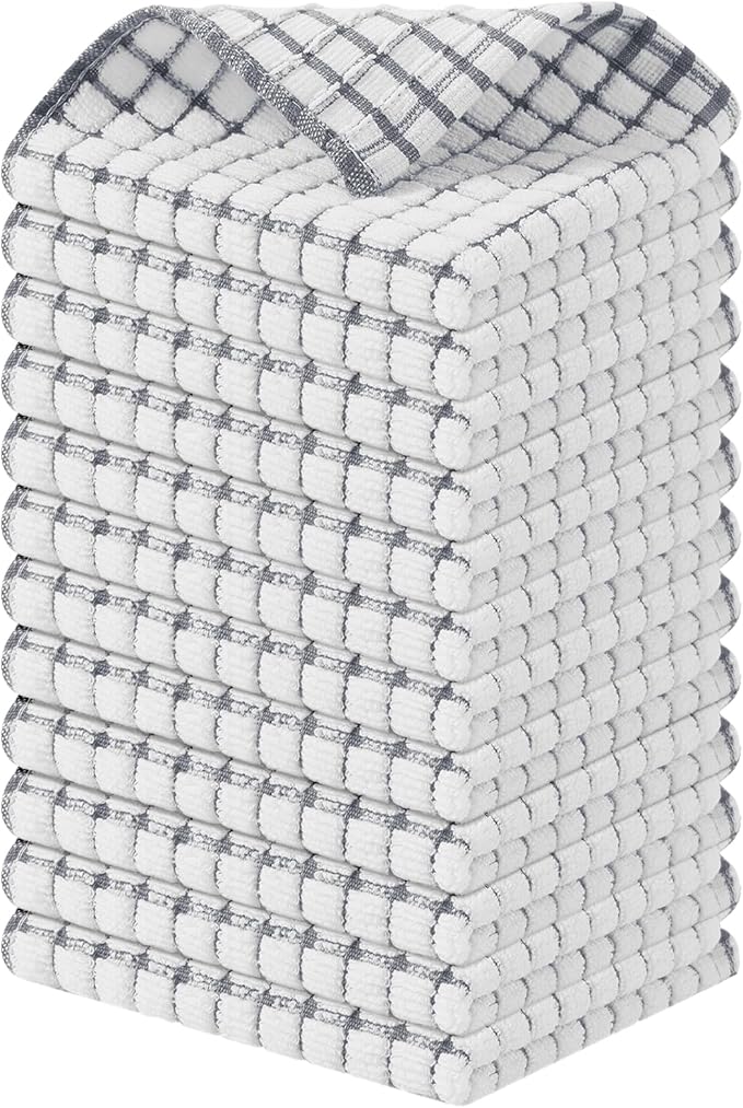 Kitinjoy Cotton 12 Pack Terry Kitchen Dish Cloths, 12 x 12 Inches Super Soft by Kitinjoy