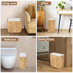Boho Kitchen Trash Can with Lid, 3.5 Gallon Automatic Small Rattan Trash Can - Image 6