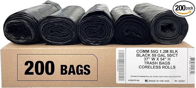 Ultrasac Heavy Duty 55 Gallon Black Trash Bags by Ultrasac
