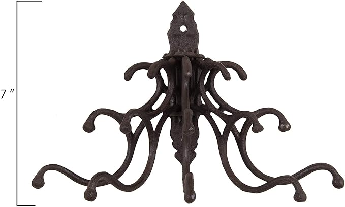 Creative Co-Op Antique Cast Iron Wall Hooks in Rust Finish - Image 2
