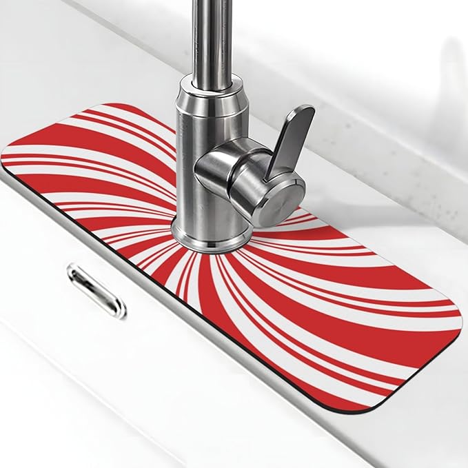 Red And White Candy Swirl Stripe Striped Mint Sugar Candy Cane Themed Kitchen by Unknown