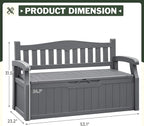 Flamaker 80 Gallon Storage Bench Outdoor Indoor, Durable All-Weather Seating with Hidden Storage, Lockable Deck Box for Garden, Patio, Poolside (Grey) - Image 3