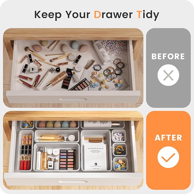 【】 【】 White Drawer Organizer, Makeup organizer, 【Holds 177 - Image 4