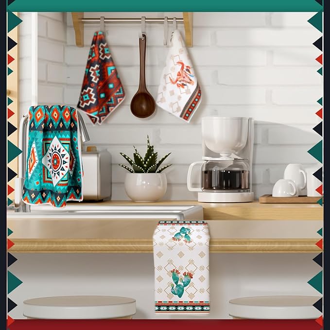 Boyiee Set of 6 Southwestern Kitchen Towels Boho Aztec Theme Dishtowel Native - Image 7