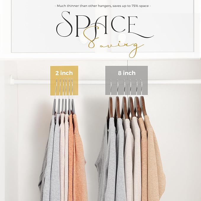 HOUSE DAY Premium Velvet Hangers 100 Pack Grey, Non-Slip Flocked Felt Hangers - Image 3