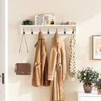 BAMEOS 35" L Wall Hooks with Shelf, Entryway Coat Hooks, Wood Wall Hanging Shelf - Image 7