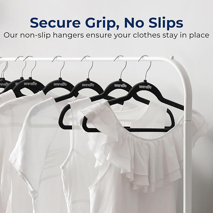 SereneLife Non-Slip Velvet Hangers, Mega Pack, 150 Pieces Hangers - Image 3