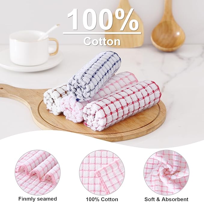 Kitinjoy Cotton 8 Pack Terry Kitchen Towels, 16 x 25 Inches Super Soft and - Image 2