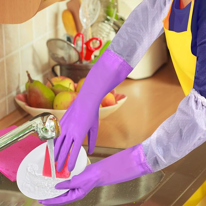 Elgood Reusable Long Sleeve Dishwashing Cleaning Gloves - Image 8