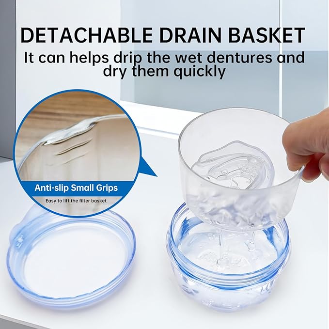 No Leak Partial Denture Case Retainer Bath Box Cup, Denture Soaking Cup False - Image 7