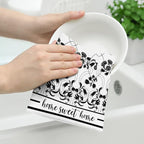 Black Kitchen Towels Decorative Set of 2, Absorbent Boho Floral Dish Towels - Image 4