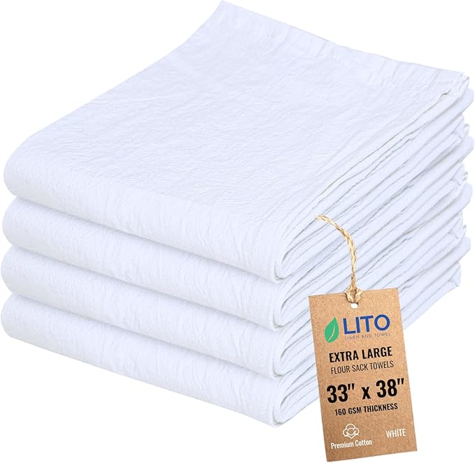 Flour Sack Towels | Tea Towel for Crafts| Kitchen Dish Cotton Blank Towel for by LITOLinenandTowel