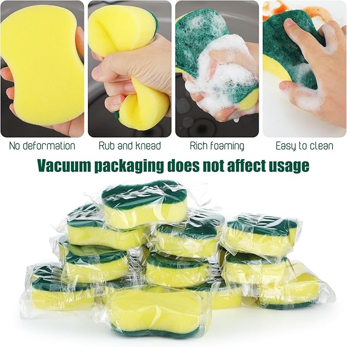 Tanlade 90 Pcs Individually Wrapped Sponges Kitchen Bulk Non Scratch Scouring - Image 5