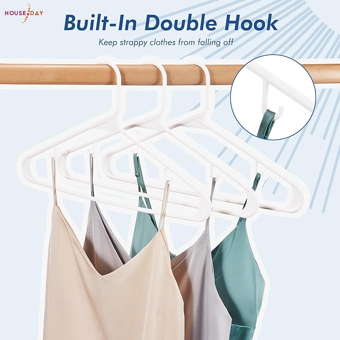 HOUSE DAY White Plastic Hangers 60 Pack, Clothes Hangers - Image 4