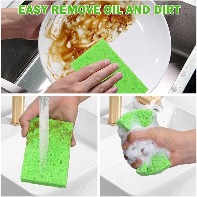 YoleShy Sponge Kitchen Natural Cellulose Sponges 10 Pack Compressed Sponges - Image 3