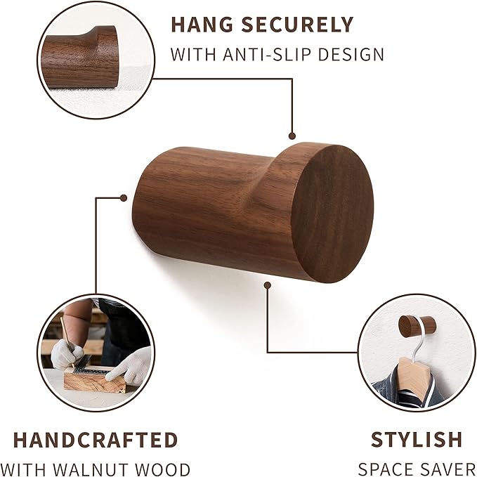 Natural Wooden Wall Mounted Hooks - Image 3
