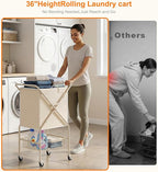 Laundry Basket with Wheels:88L Rolling Laundry Cart Foldable Metal Frame Dirty - Image 2