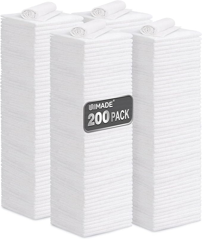 Shop Towel Rag, 200 Pack Reusable Rags Bulk Microfiber Cleaning Cloth Lint Free by Unimade