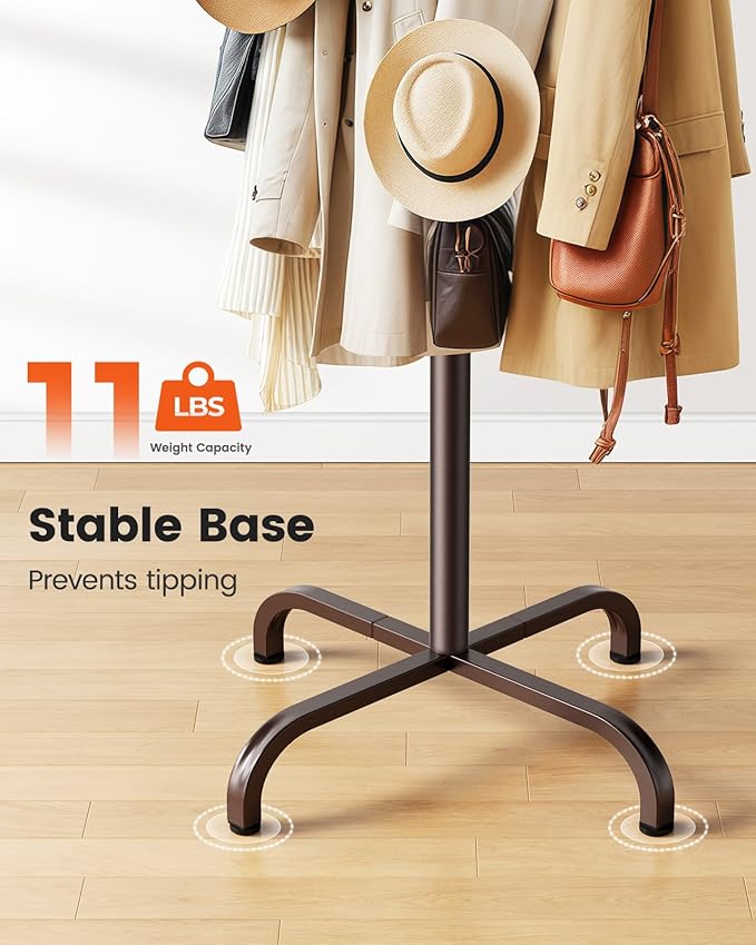 Pipishell Coat Rack with 14 Hooks, Freestanding Coat Rack Stand - Image 5