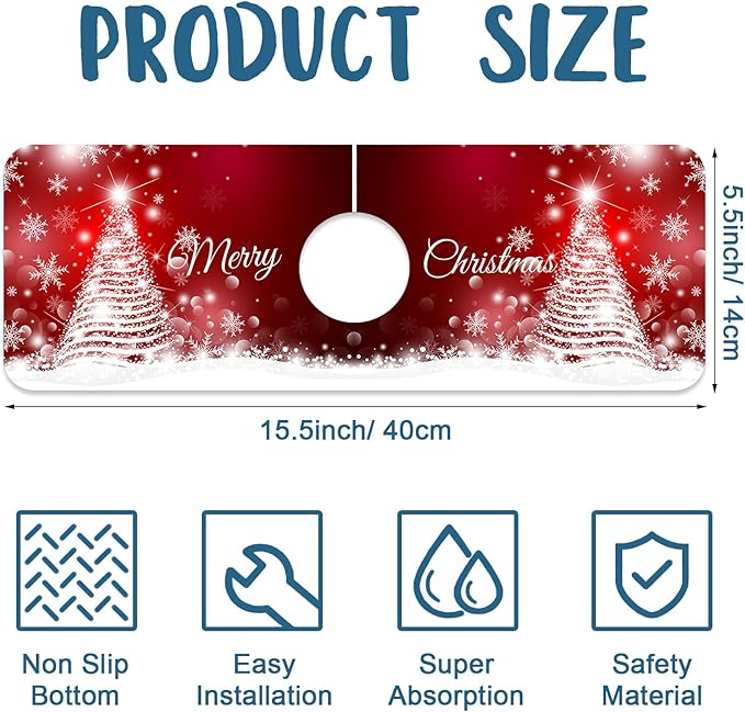 Christmas Merry Xmas Sink Faucet Absorbing Mat Santa Claus Super Absorbent Fast - Image 2