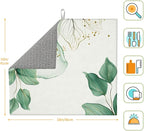 Watercolor Green Palm Leaves Dish Drying Mat 16x18 Inch, Microfiber Absorbent - Image 2
