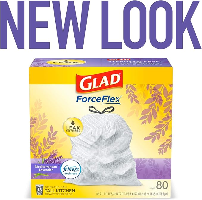 Glad ForceFlex Tall Kitchen Trash Bags, 13 Gallon, Gain Lavender - Image 2