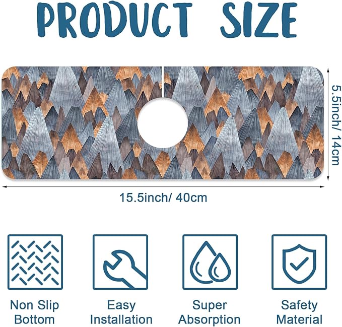 Abstract Mountain Sink Faucet Absorbing Mat Mountain Landscape Super Absorbent - Image 2