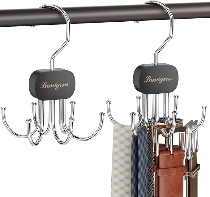 Belt Organizer for Closet, Belt Tie Hanger for Closet, Tie Organizer for Men by Lumigens