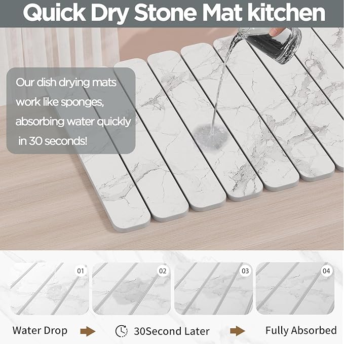 Stone Drying Mat for Kitchen Counter, Quick Dry Stone Mat Kitchen - Image 2