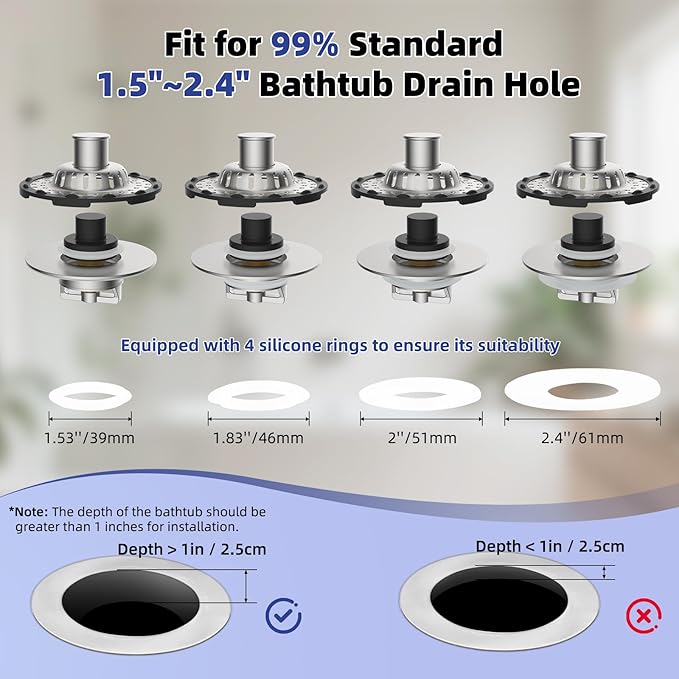 Universal Bathtub Drain Stopper Shower Drain Hair Catcher, Tub Stopper - Image 4