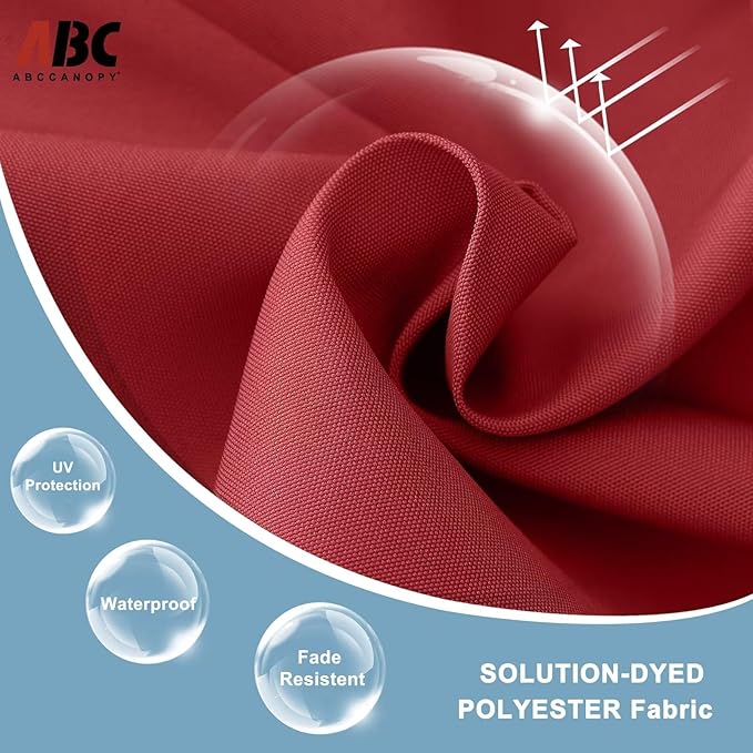 ABCCANOPY Durable Solar Led Patio Umbrellas with 32LED Lights 11FT (Burgundy) - Image 4