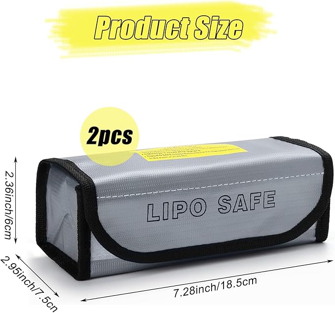 2PCS Lipo Battery Safe Bag, Fireproof Protection, Explosion-Proof, Battery - Image 2