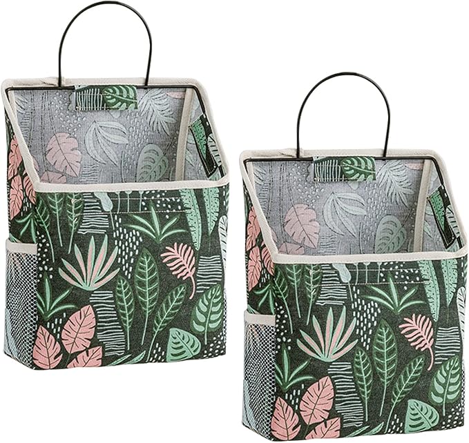 2 Pcs Wall-hanging Storage Bags, Desktop Organizer Basket Cotton Linen Hanging by Unknown